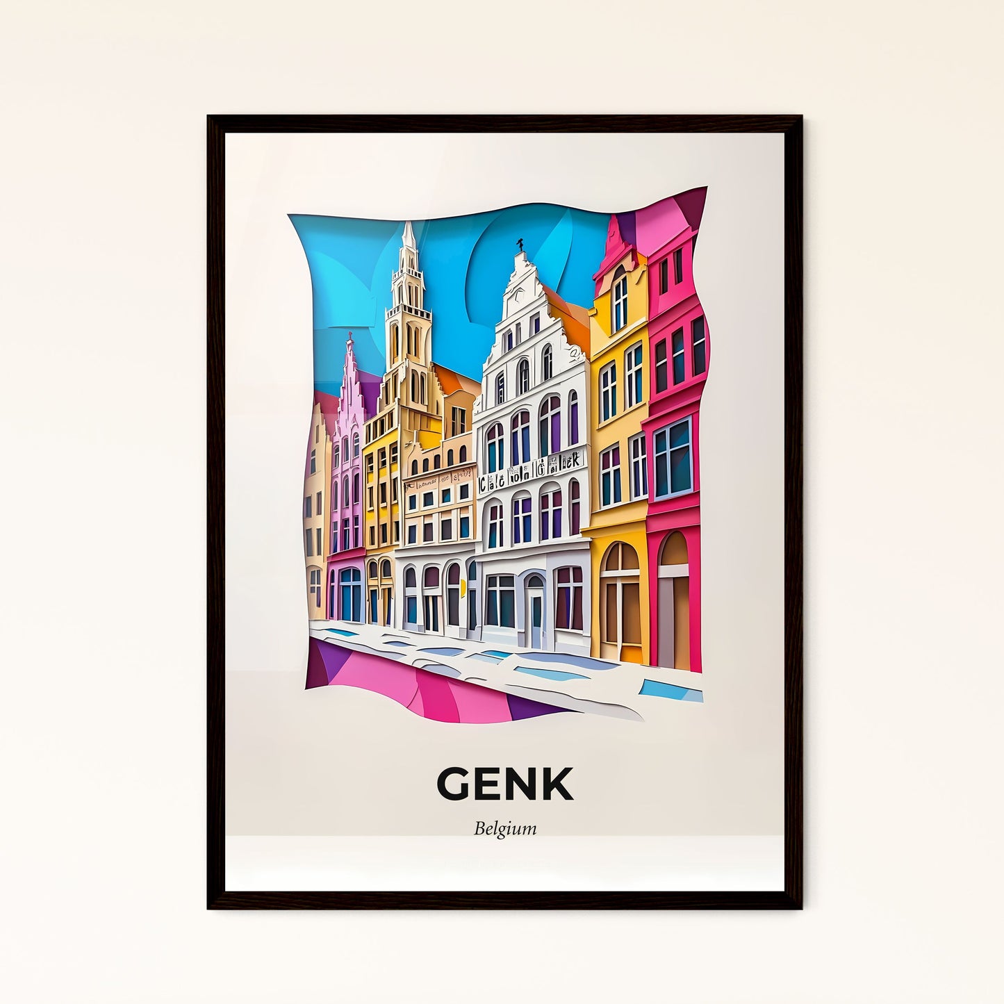 Vivid Genk, Belgium - a city with a clock tower