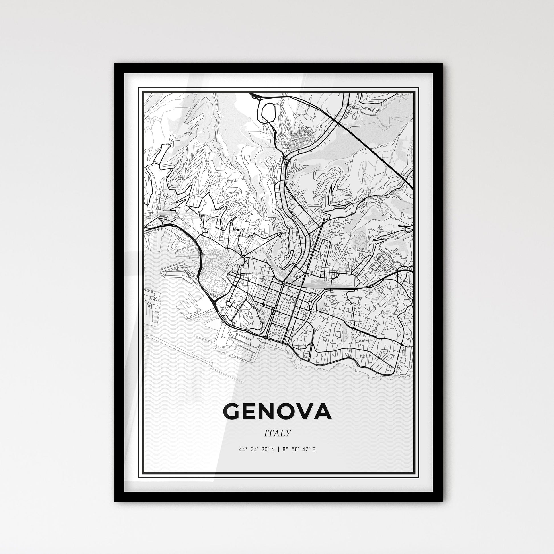 Genoa Italy - Scandinavian Style City Map for Modern Home Decor