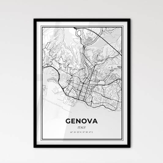 Genoa Italy - Scandinavian Style City Map for Modern Home Decor