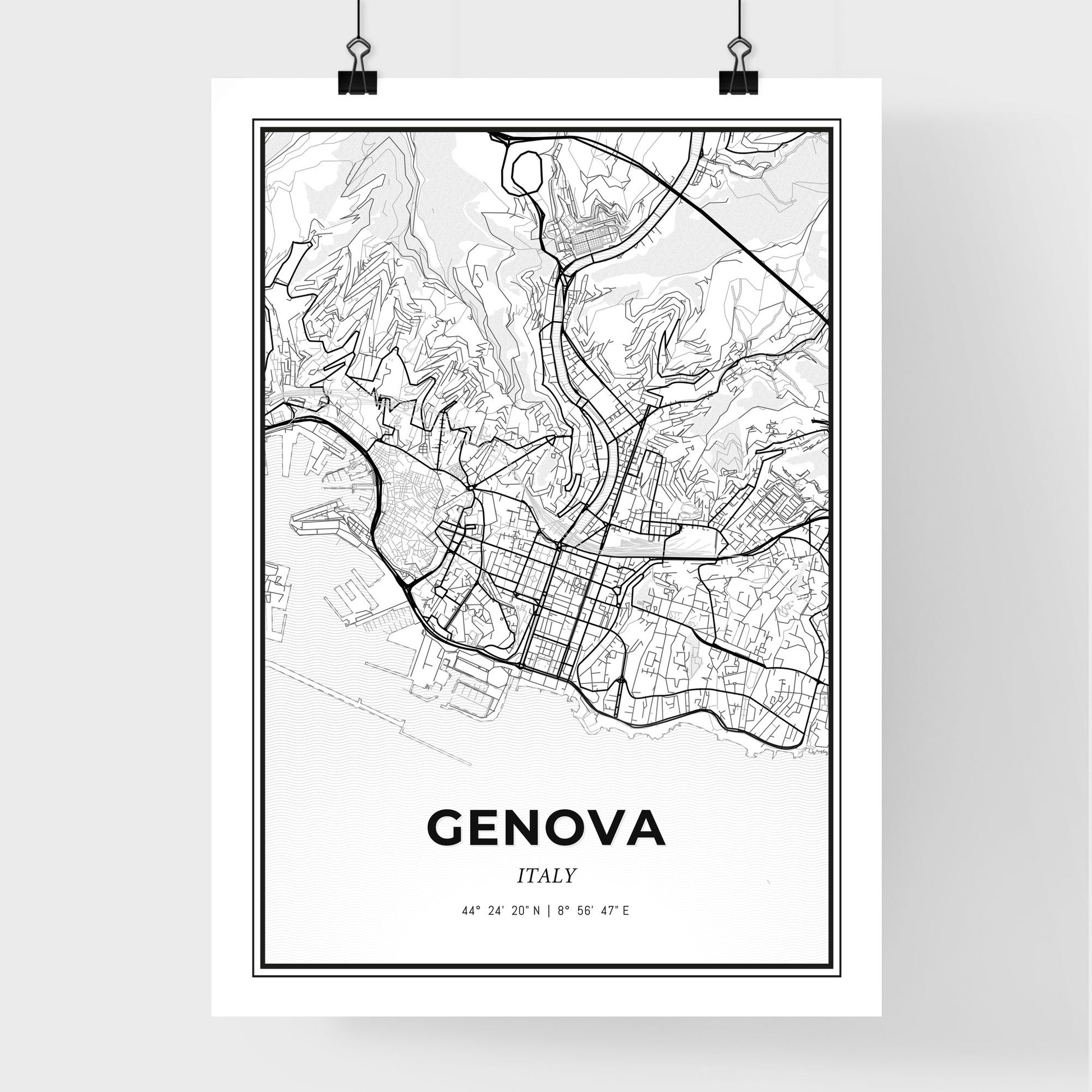 Genoa Italy - Premium City Map Poster