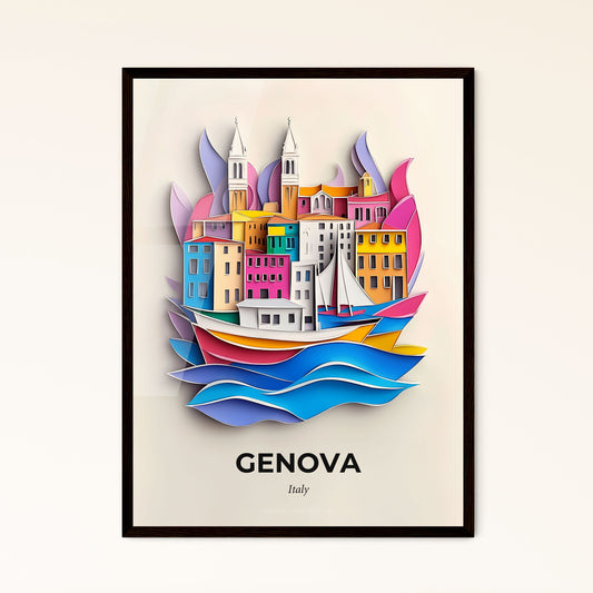 Vivid Genoa, Italy - a paper cut of a boat in the water