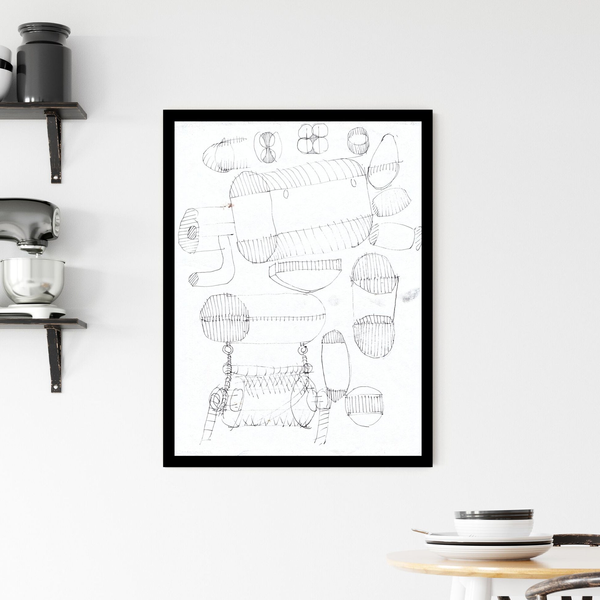 Geometric Conversations: Lines, Shapes, and the Rhythm of Abstraction Framed Print