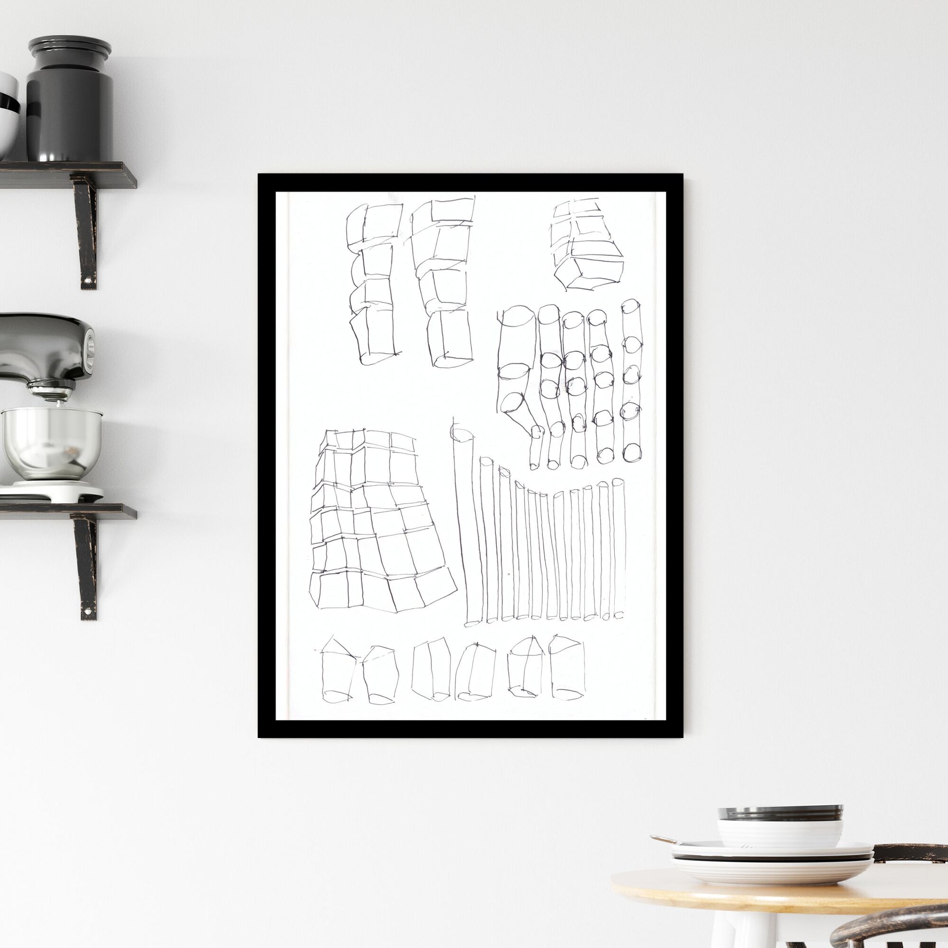 Geometric Echoes: A Study in Line and Form Framed Print