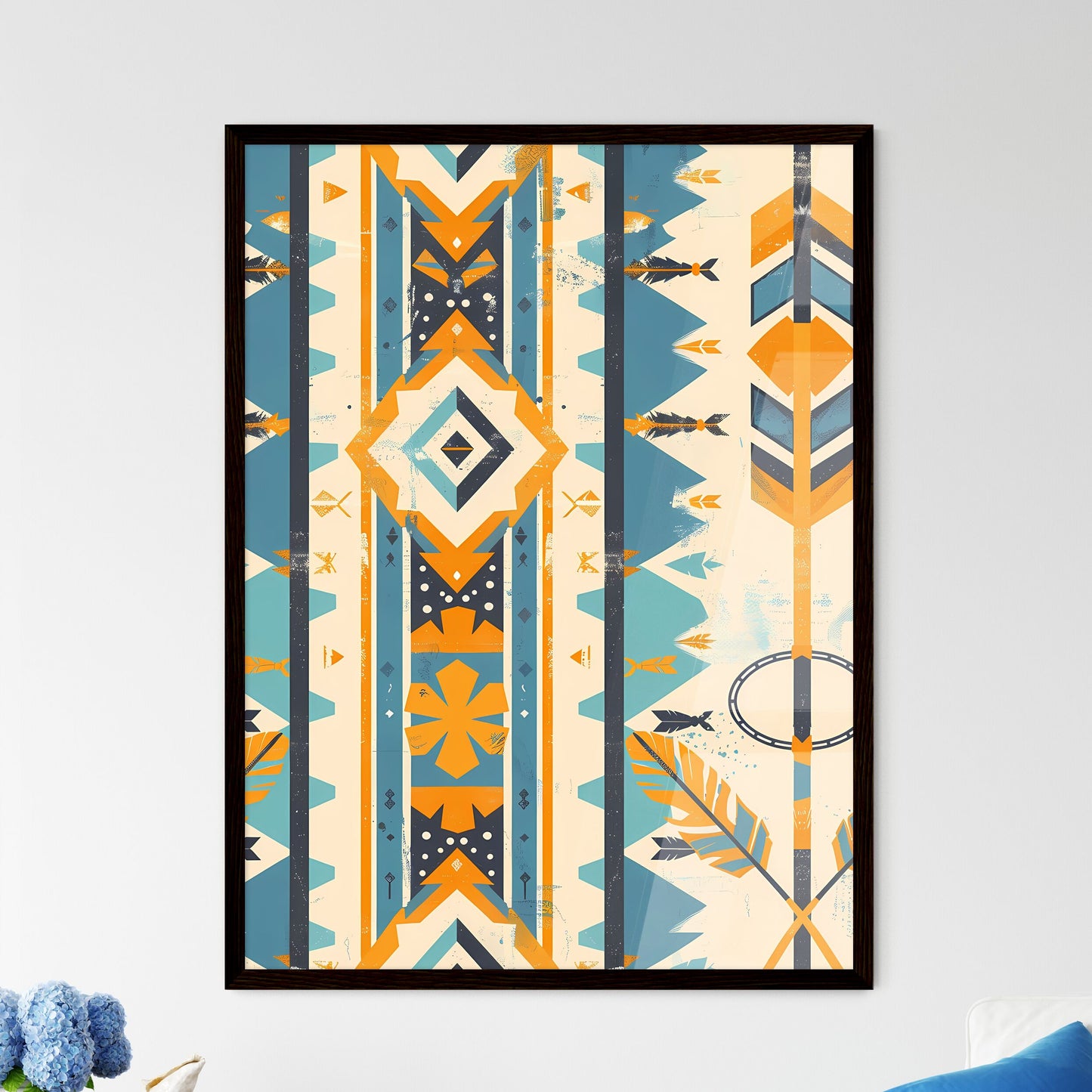 Contemporary Geometric Western Seamless Pape - Framed Art Print