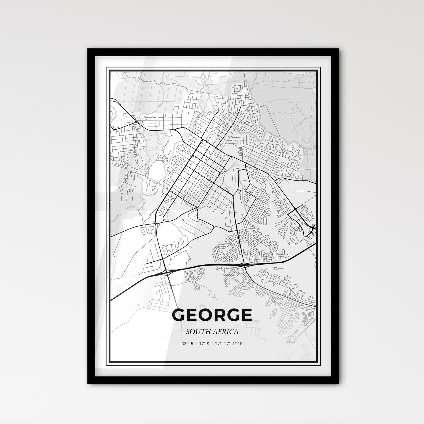 George South Africa - Scandinavian Style City Map for Modern Home Decor