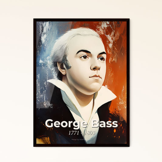 Portrait of George Bass, 1771 - 1803. Impressionistic painting of a man with white hair.