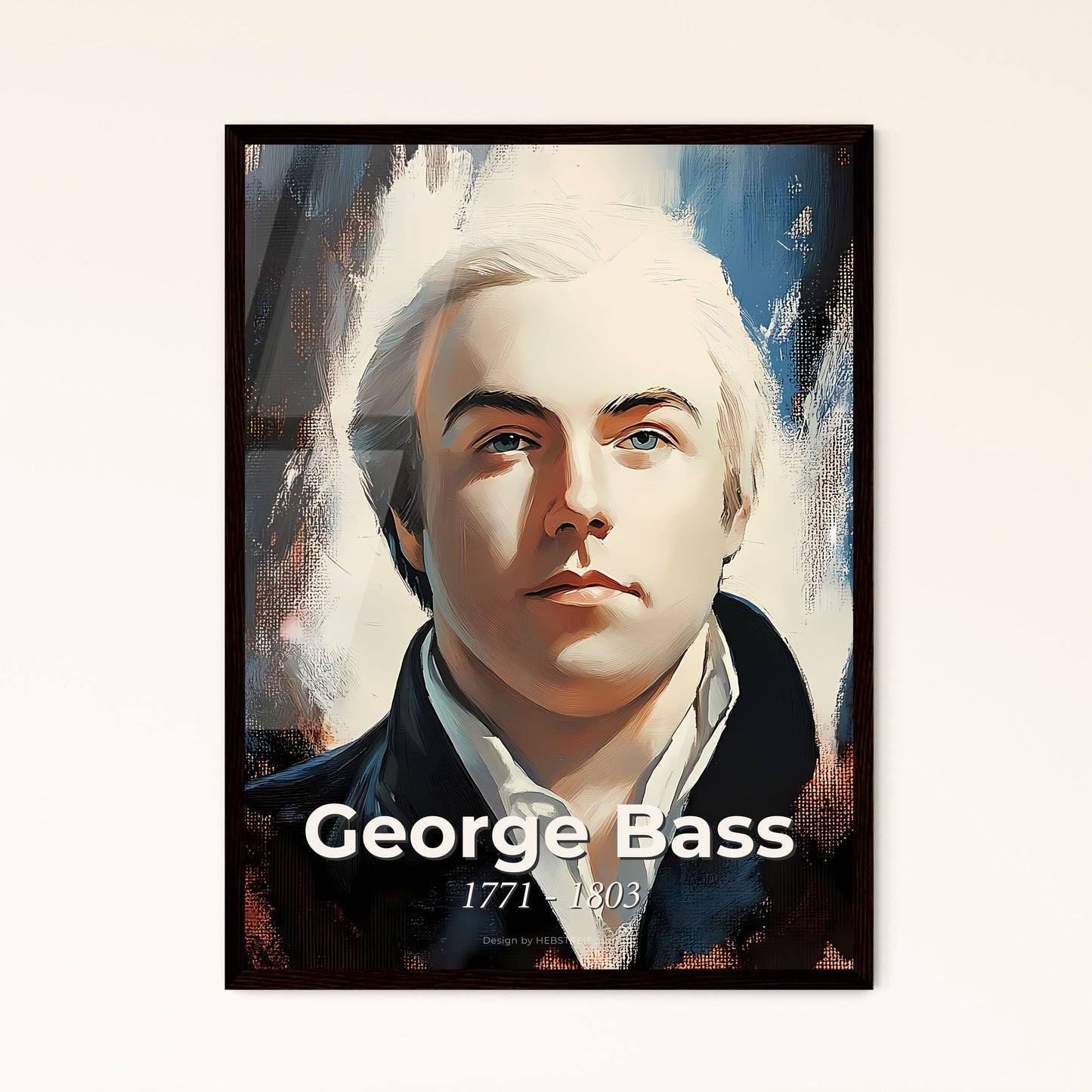 Portrait of George Bass, 1771 - 1803. Impressionistic painting of a man looking up with a serious expression.