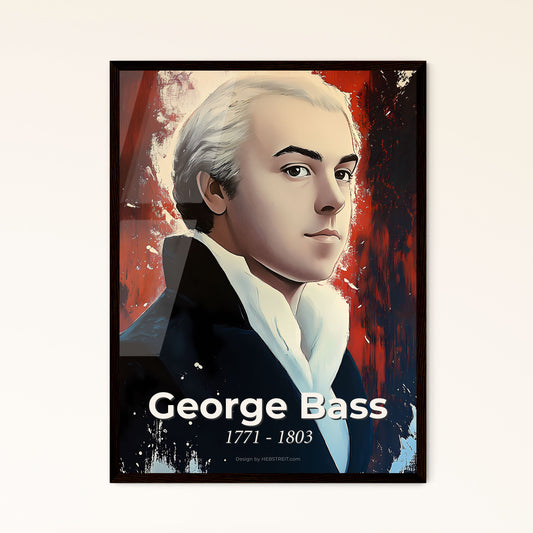 Portrait of George Bass, 1771 - 1803. Impressionistic painting of a man with white hair.