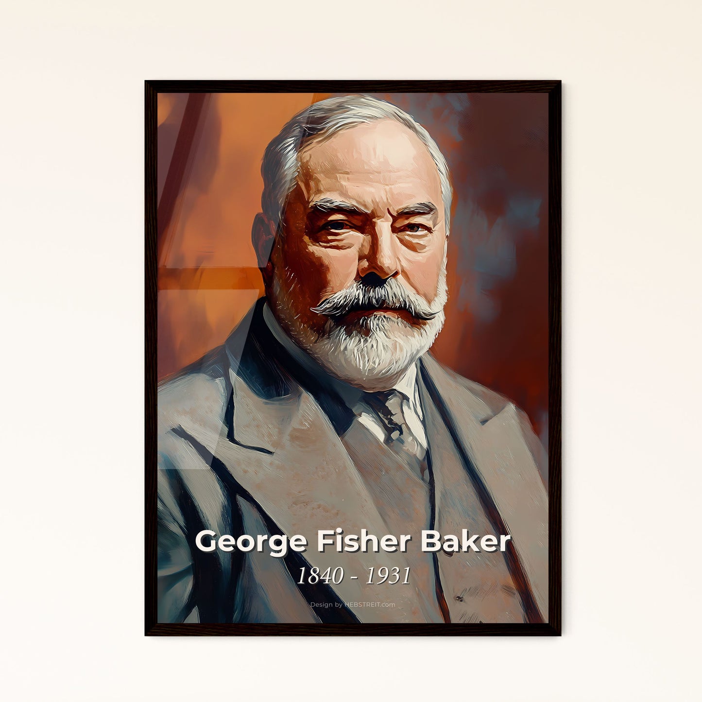 Portrait of George Fisher Baker, 1840 - 1931. Impressionistic painting of a man with a white beard and mustache.