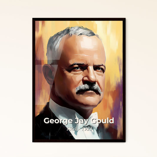 Portrait of George Jay Gould, 1864 - 1923. Impressionistic painting of a man with a mustache.