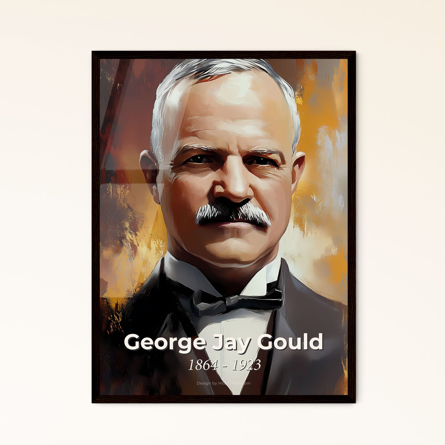 Portrait of George Jay Gould, 1864 - 1923. Impressionistic painting of a man with a mustache.