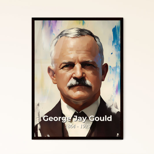 Portrait of George Jay Gould, 1864 - 1923. Impressionistic painting of a man with a mustache.