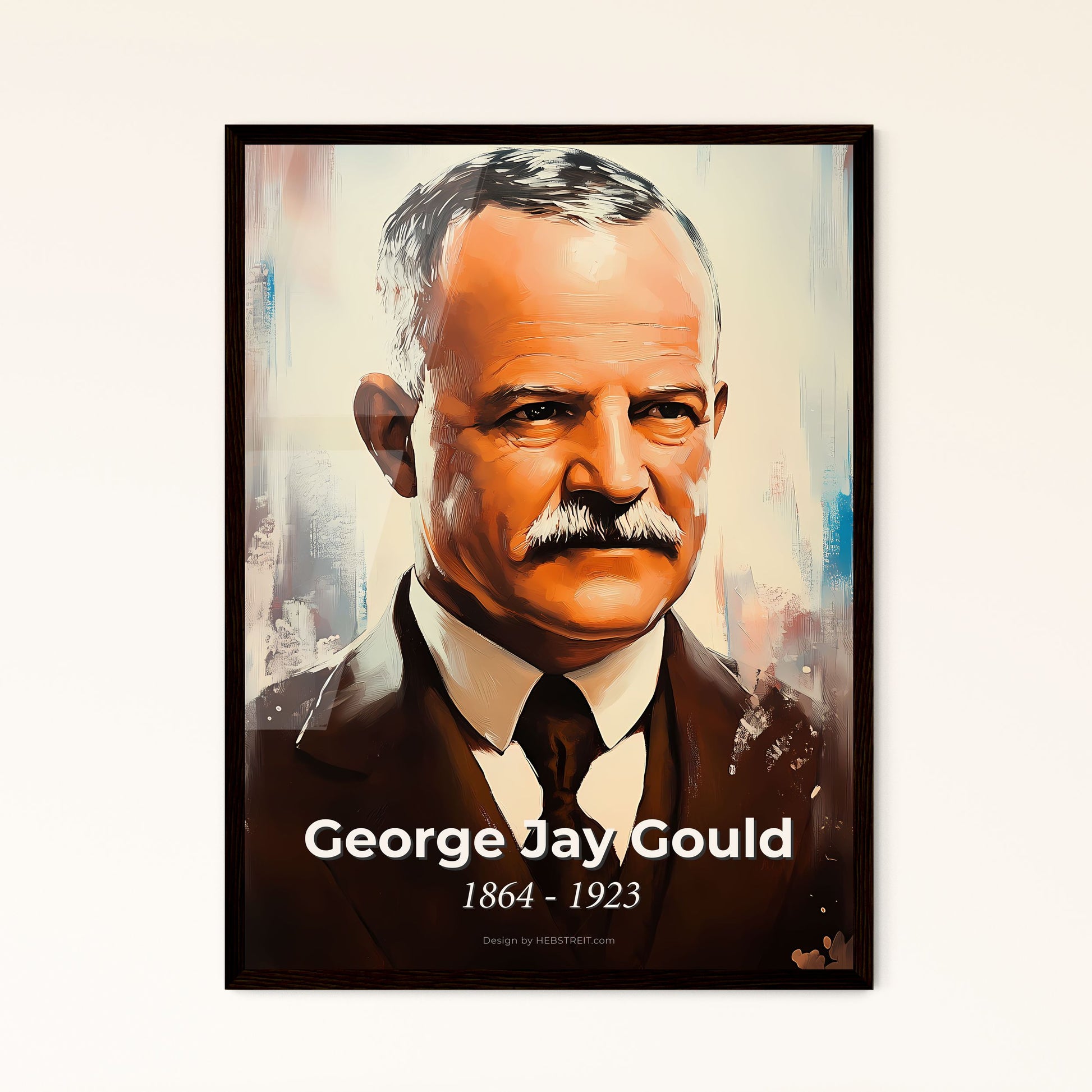 Portrait of George Jay Gould, 1864 - 1923. Impressionistic painting of a man with a mustache wearing a suit and tie.