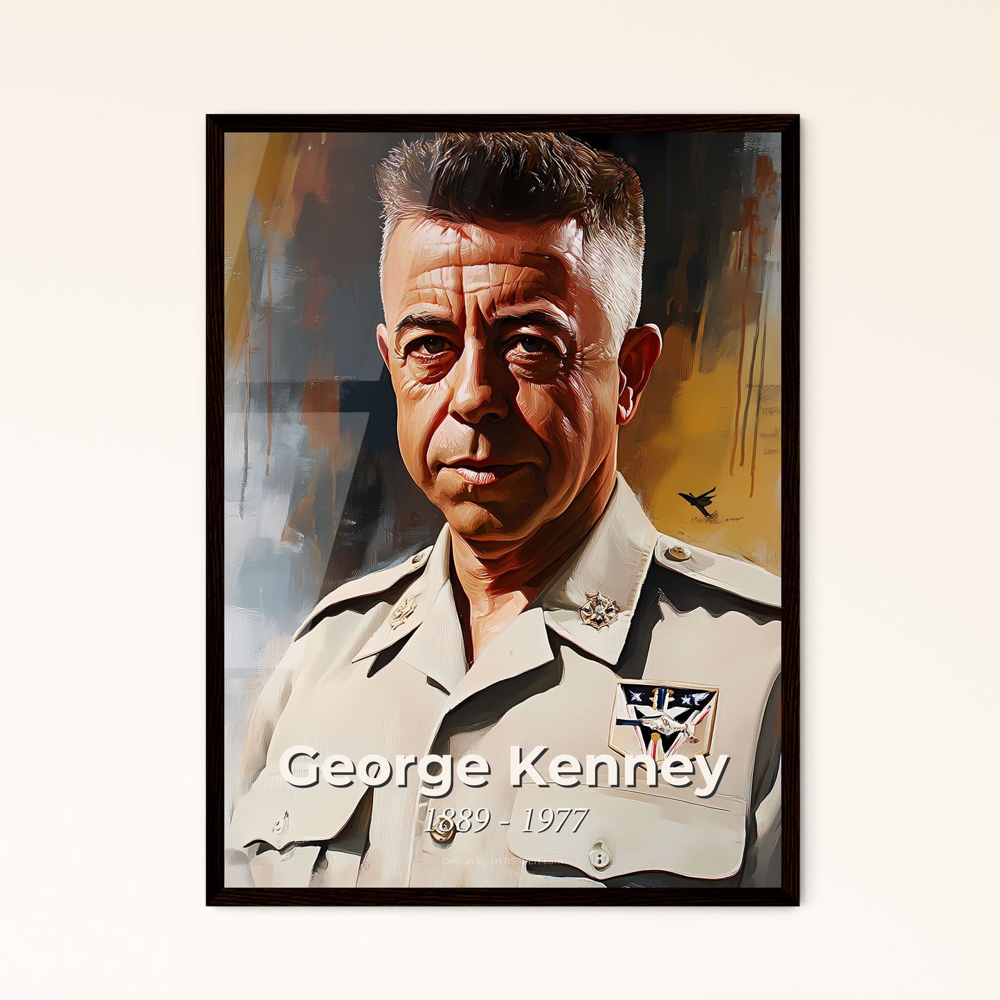 Portrait of George Kenney, 1889 - 1977. Impressionistic painting of a man in a military uniform.