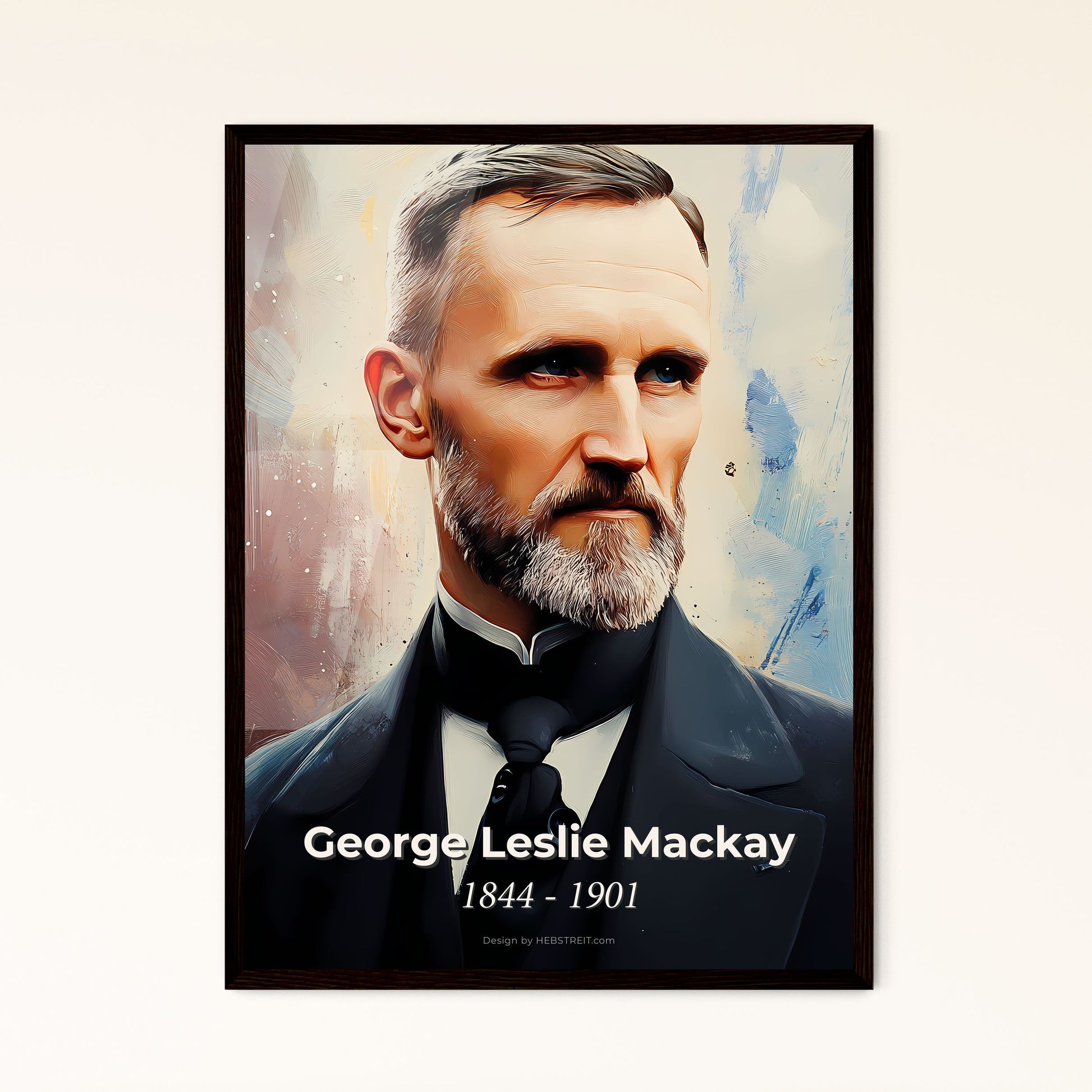 Portrait of George Leslie Mackay, 1844 - 1901. Impressionistic painting of a man in a suit.