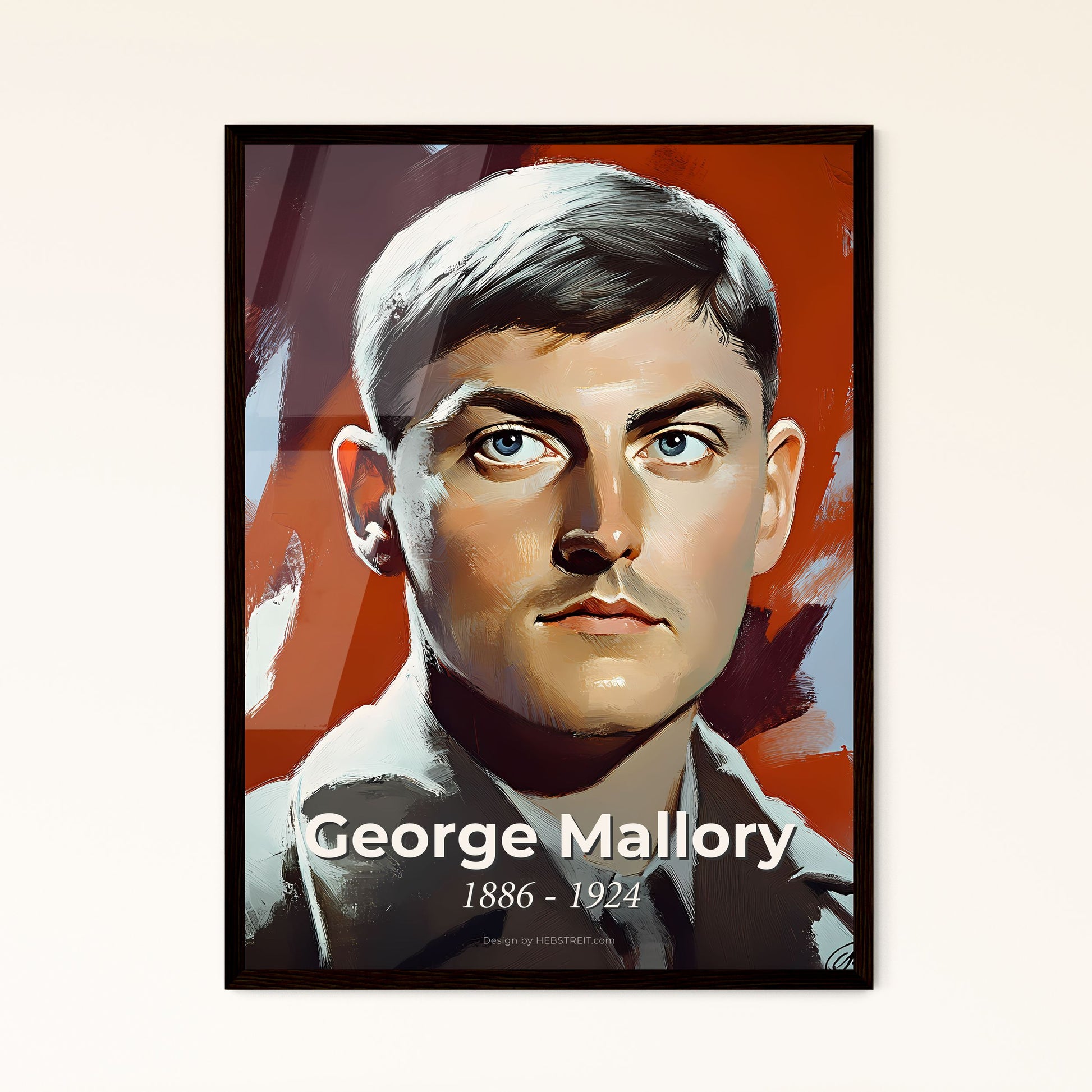 Portrait of George Mallory, 1886 - 1924. Impressionistic painting of a man with short hair wearing a suit.