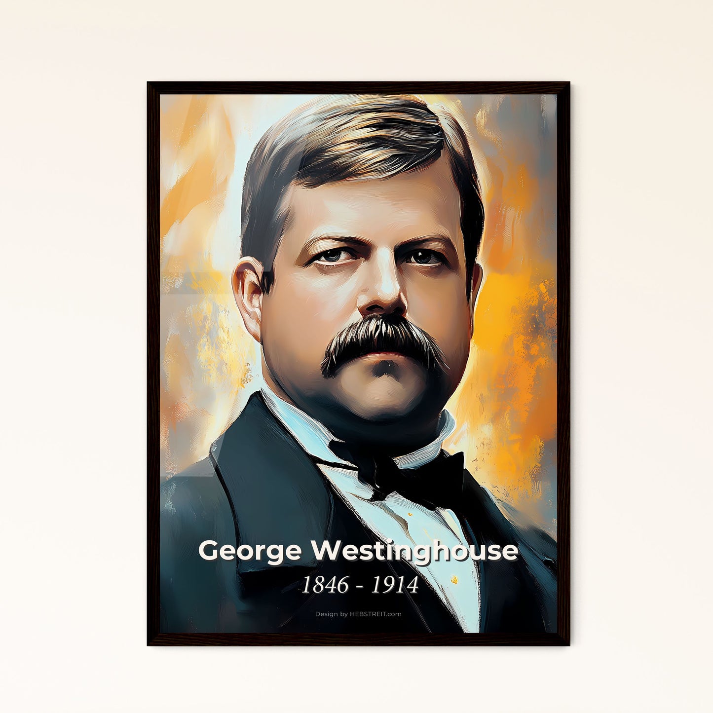 Portrait of George Westinghouse, 1846 - 1914. Impressionistic painting of a man with a mustache.