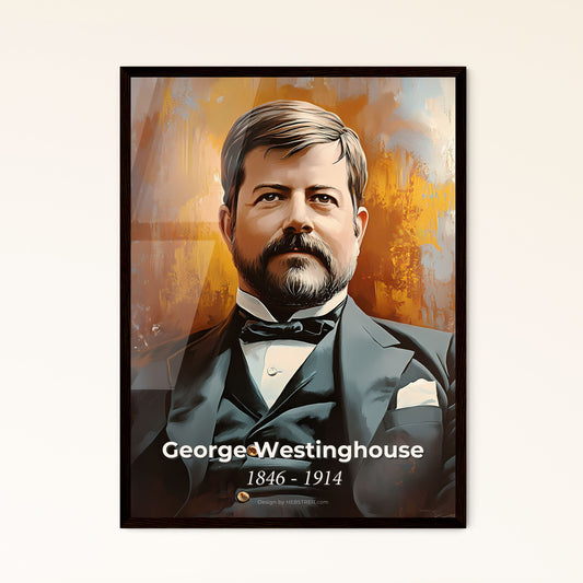 Portrait of George Westinghouse, 1846 - 1914. Impressionistic painting of a man in a suit.