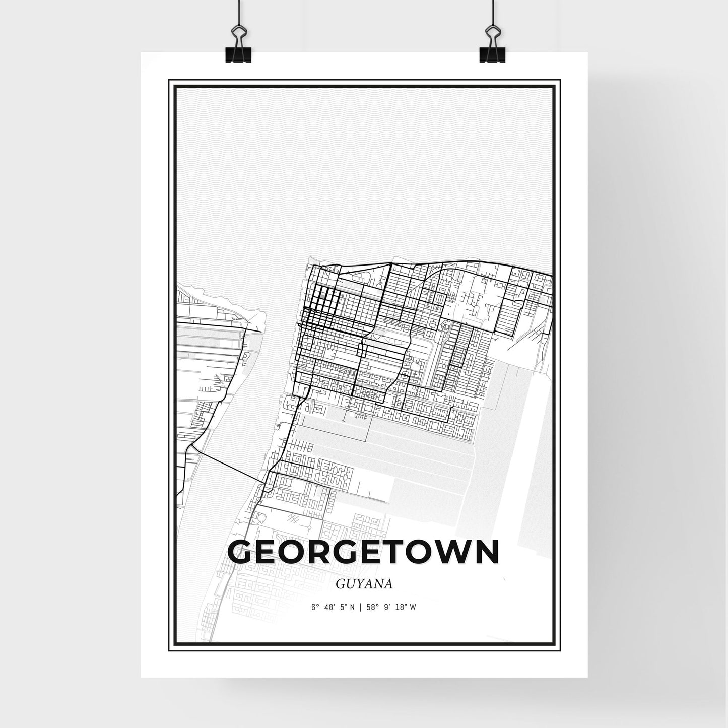 Georgetown Guyana - Premium City Map Poster