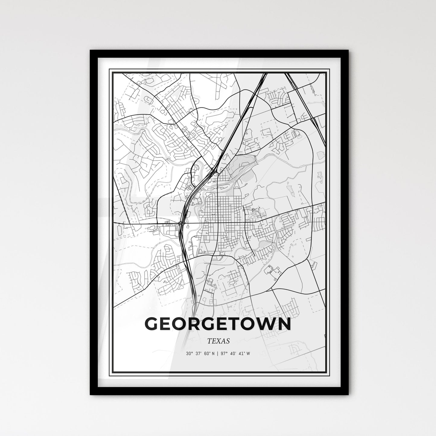 Georgetown Texas - Scandinavian Style City Map for Modern Home Decor