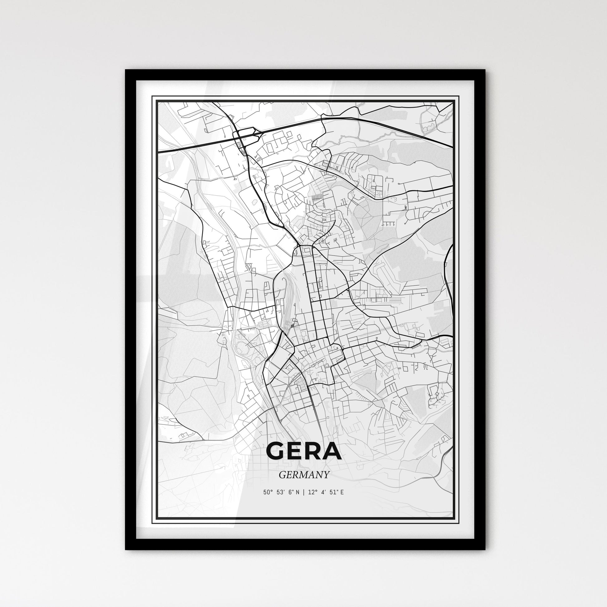 Gera Germany - Scandinavian Style City Map for Modern Home Decor