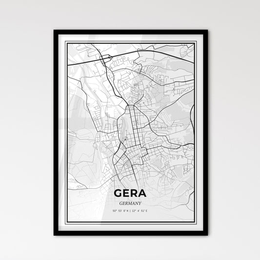 Gera Germany - Scandinavian Style City Map for Modern Home Decor