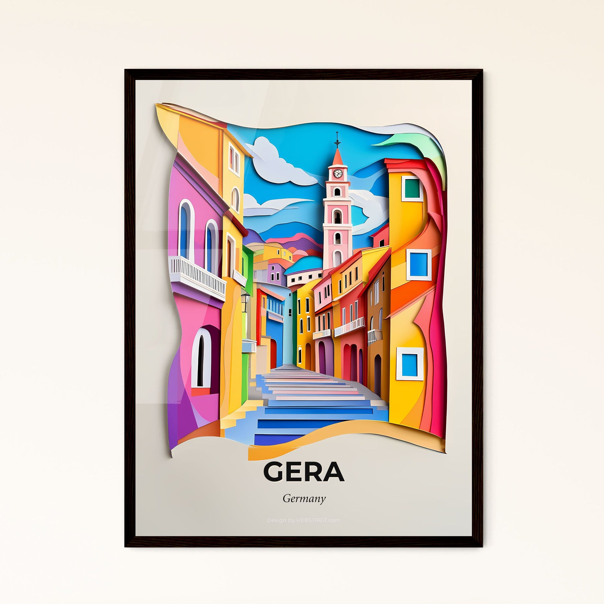 Vivid Gera, Germany - a colorful city scene with a clock tower