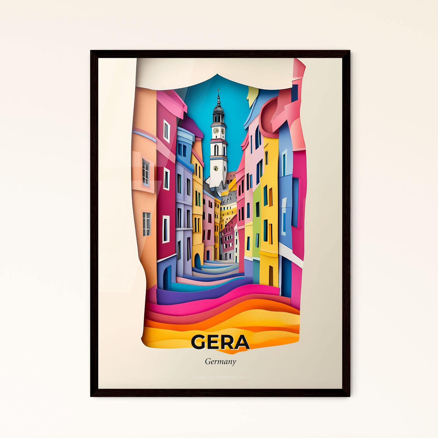 Vivid Gera, Germany - a colorful city with a clock tower in the middle