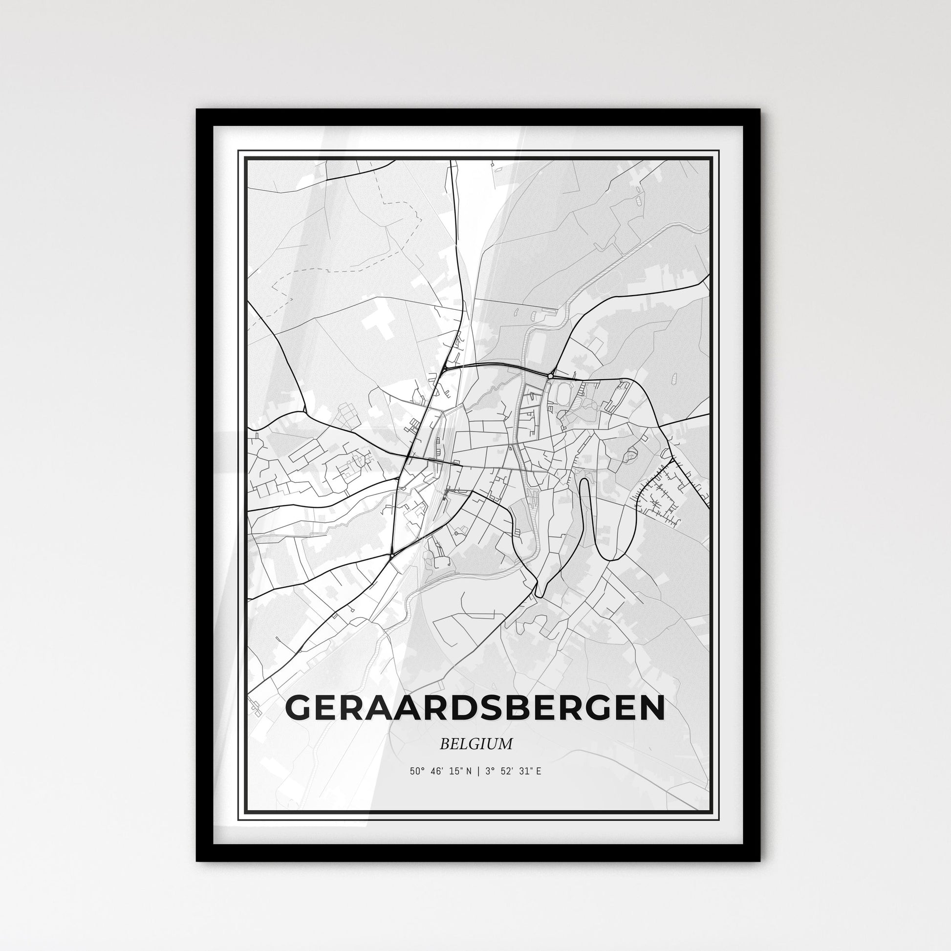 Geraardsbergen  Belgium - Scandinavian Style City Map for Modern Home Decor