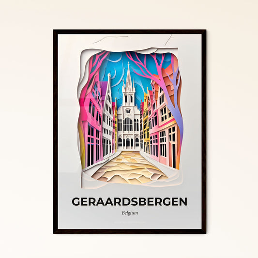 Vivid Geraardsbergen , Belgium - a paper cut of a city with a church