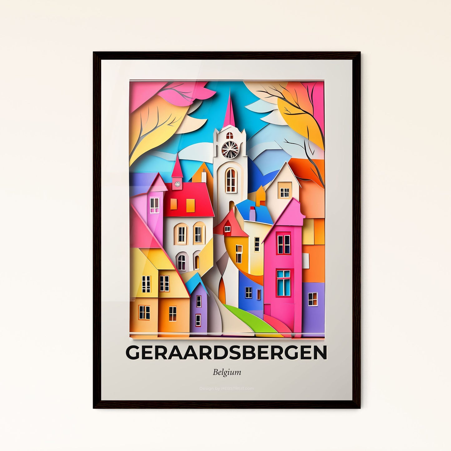 Vivid Geraardsbergen , Belgium - a colorful city with a clock tower