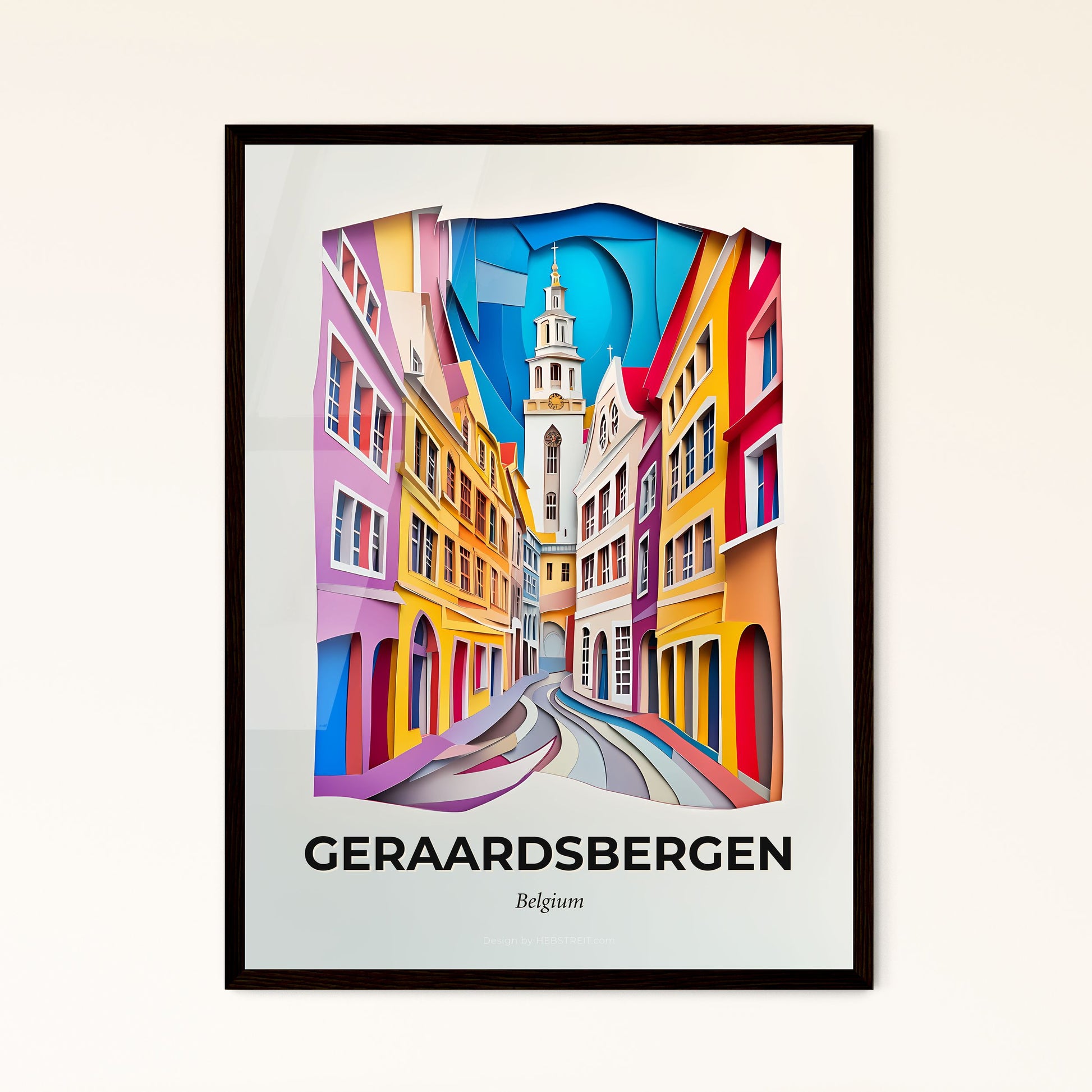 Vivid Geraardsbergen , Belgium - a street with a clock tower