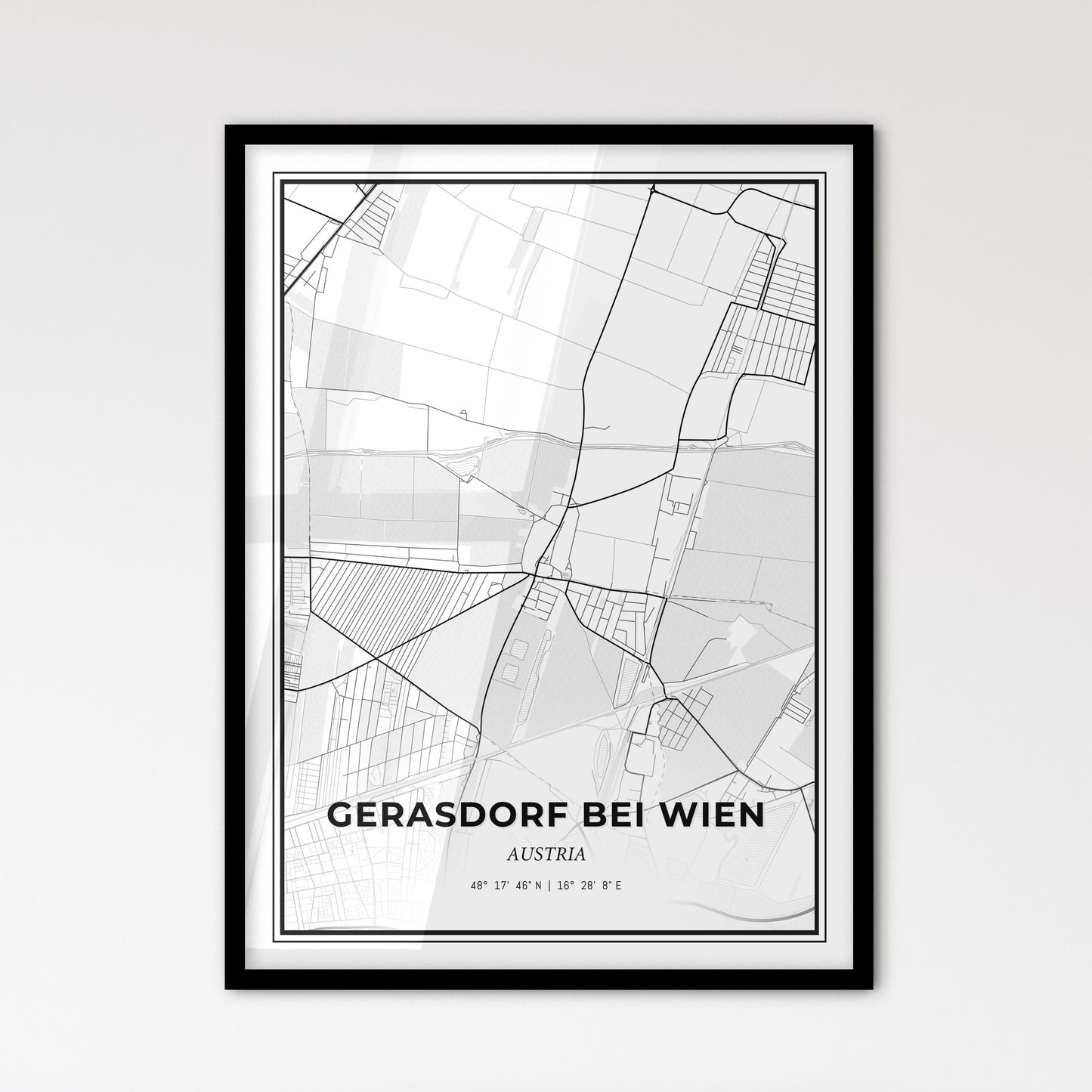 Gerasdorf bei Wien Austria - Scandinavian Style City Map for Modern Home Decor