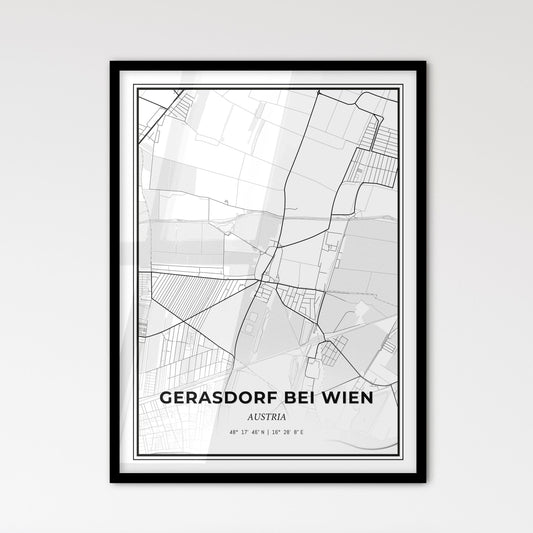 Gerasdorf bei Wien Austria - Scandinavian Style City Map for Modern Home Decor