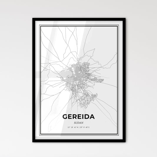 Gereida Sudan - Scandinavian Style City Map for Modern Home Decor