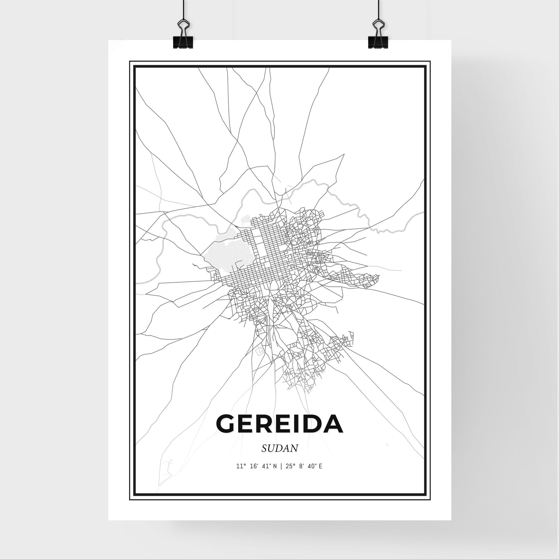 Gereida Sudan - Premium City Map Poster