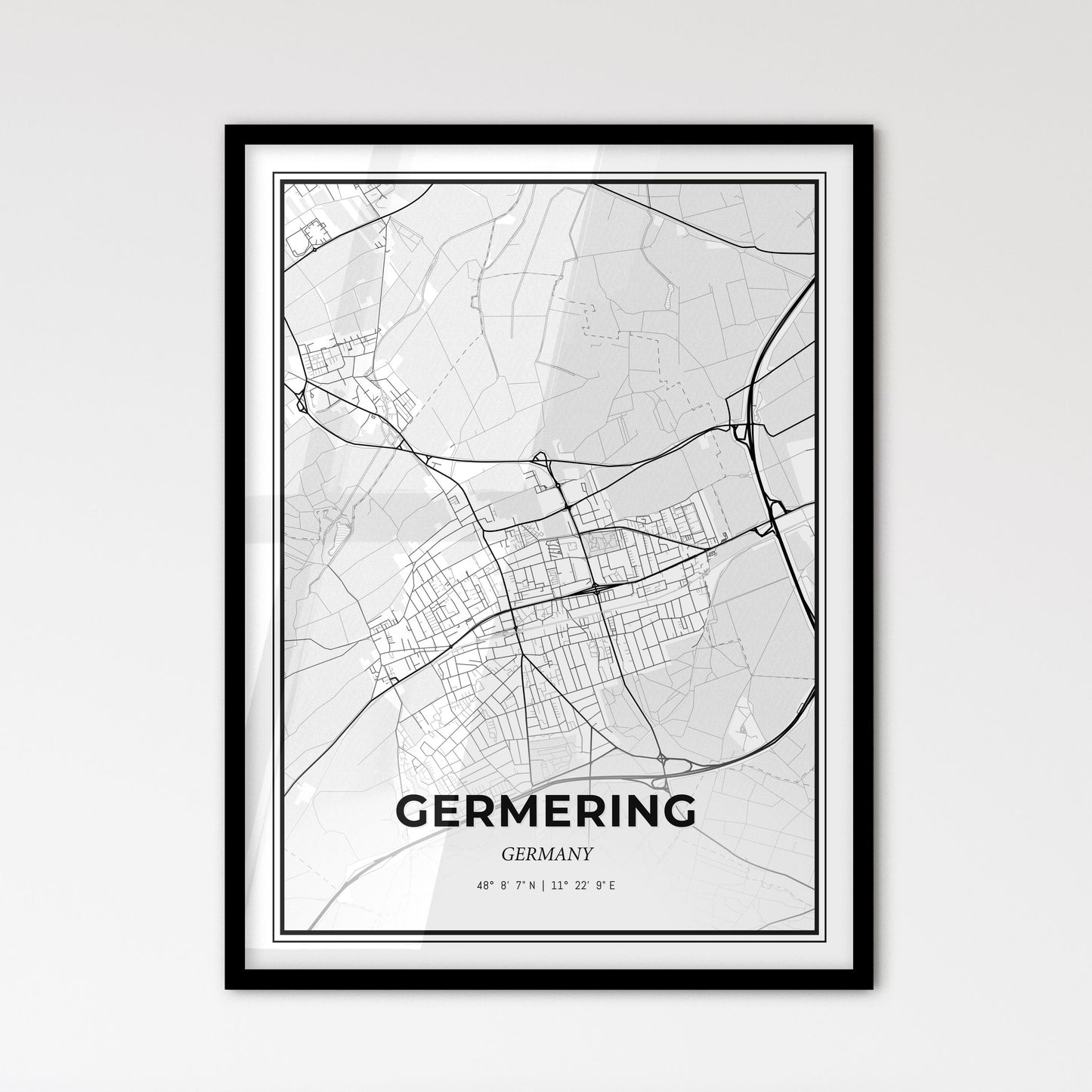 Germering Germany - Scandinavian Style City Map for Modern Home Decor