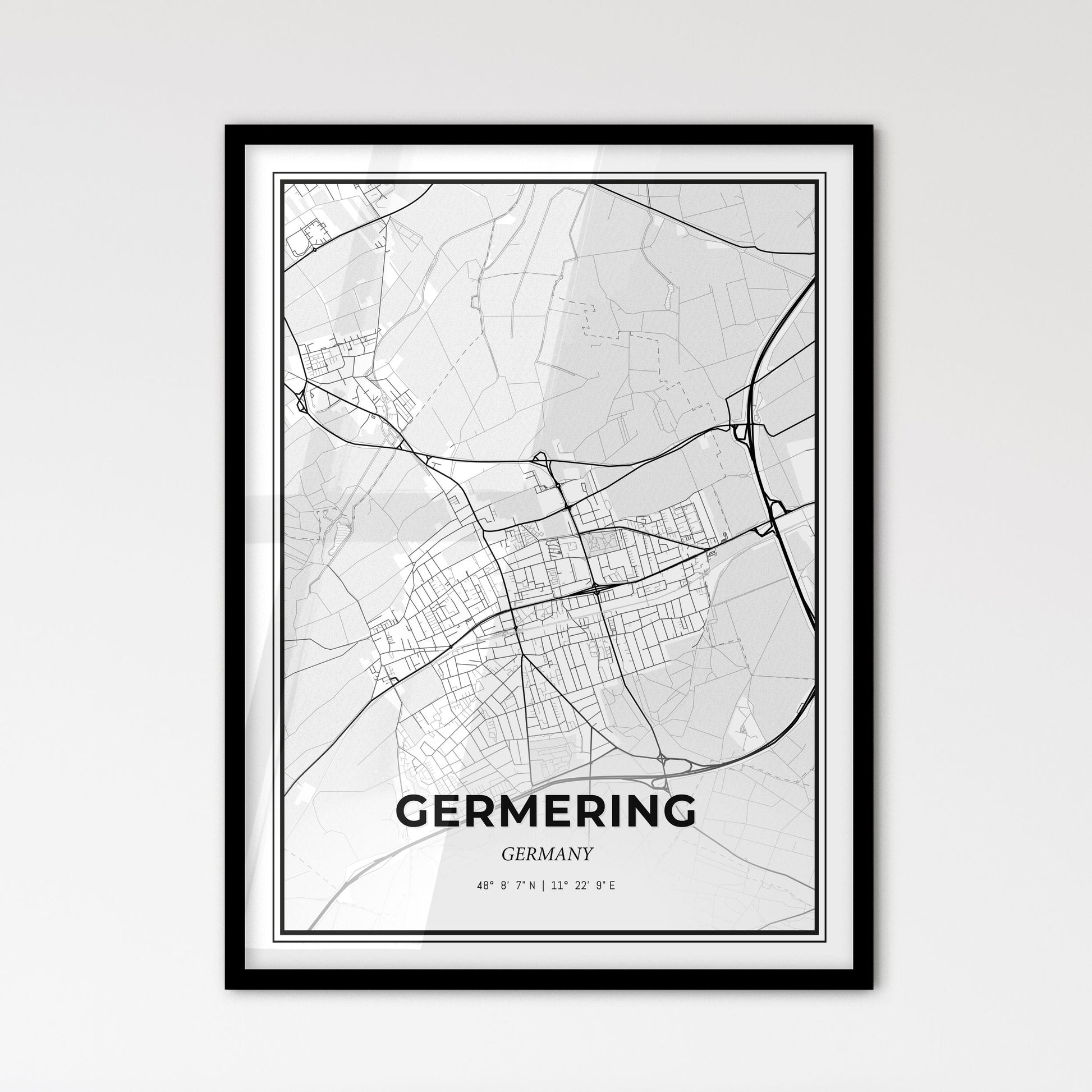 Germering Germany - Scandinavian Style City Map for Modern Home Decor