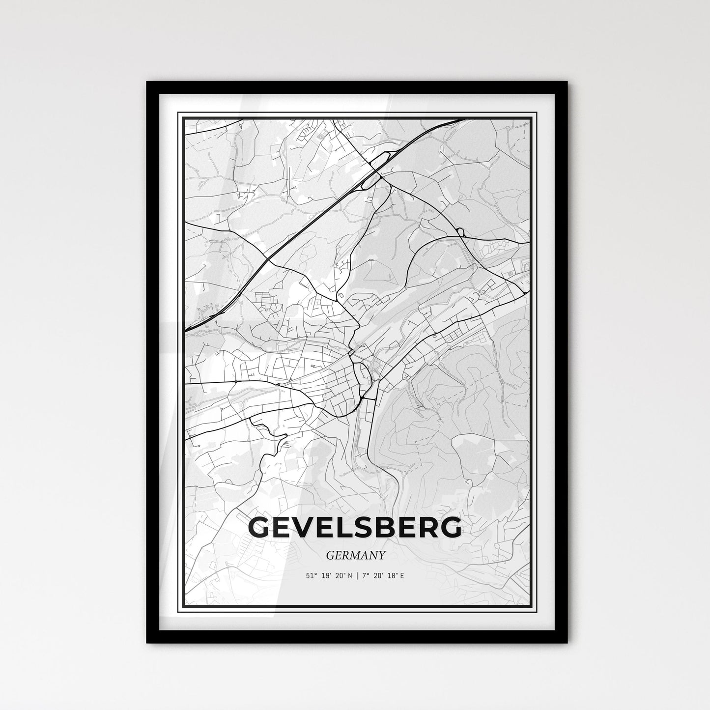 Gevelsberg Germany - Scandinavian Style City Map for Modern Home Decor