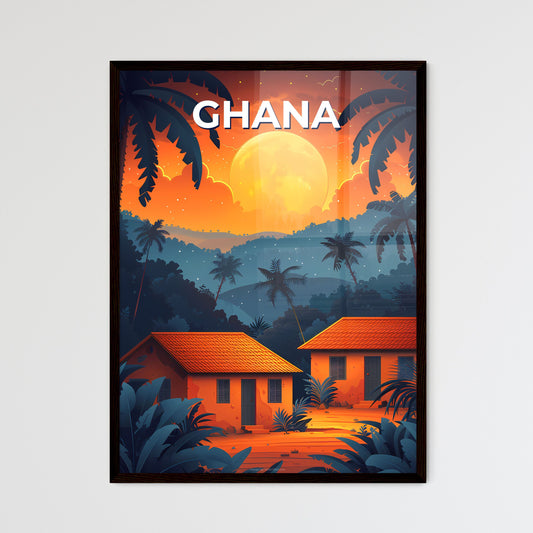 Tropical Forest Art: Ghana Africa Houses Trees Vibrance Painting Nature