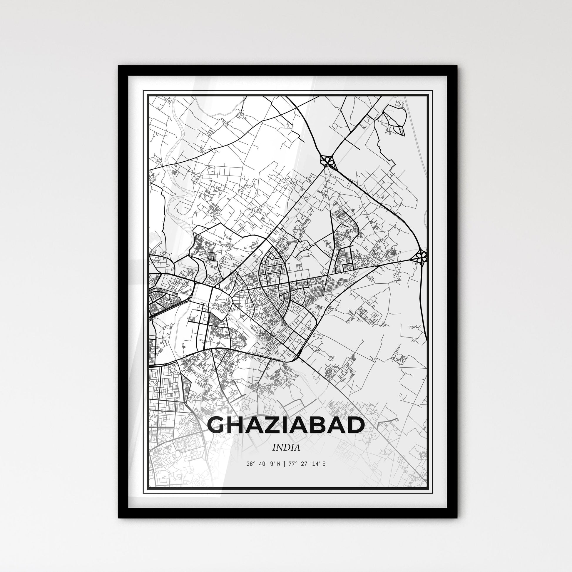 Ghaziabad India - Scandinavian Style City Map for Modern Home Decor