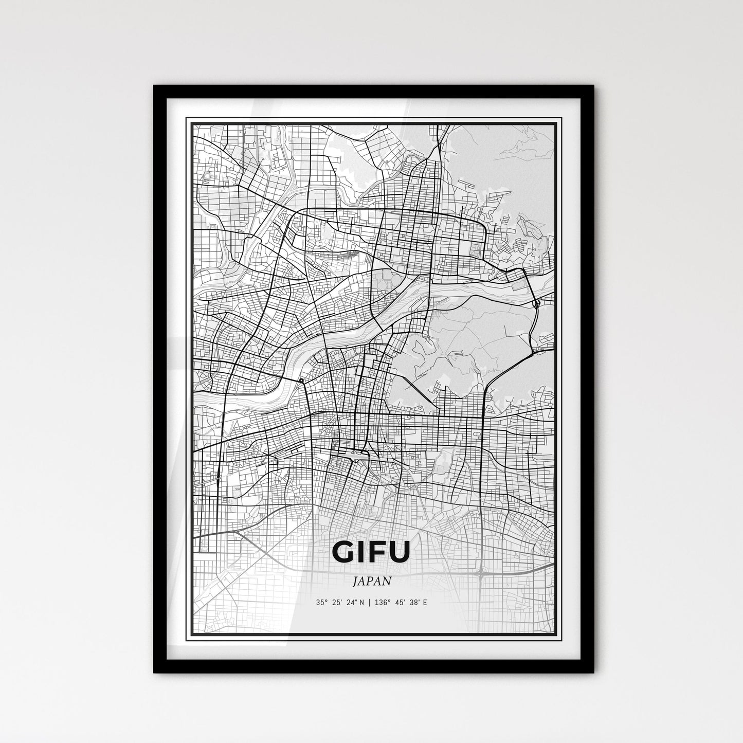 Gifu Japan - Scandinavian Style City Map for Modern Home Decor