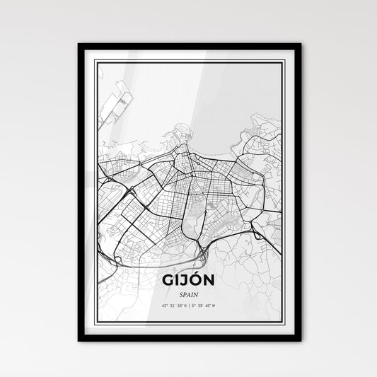 Gijón Spain - Scandinavian Style City Map for Modern Home Decor