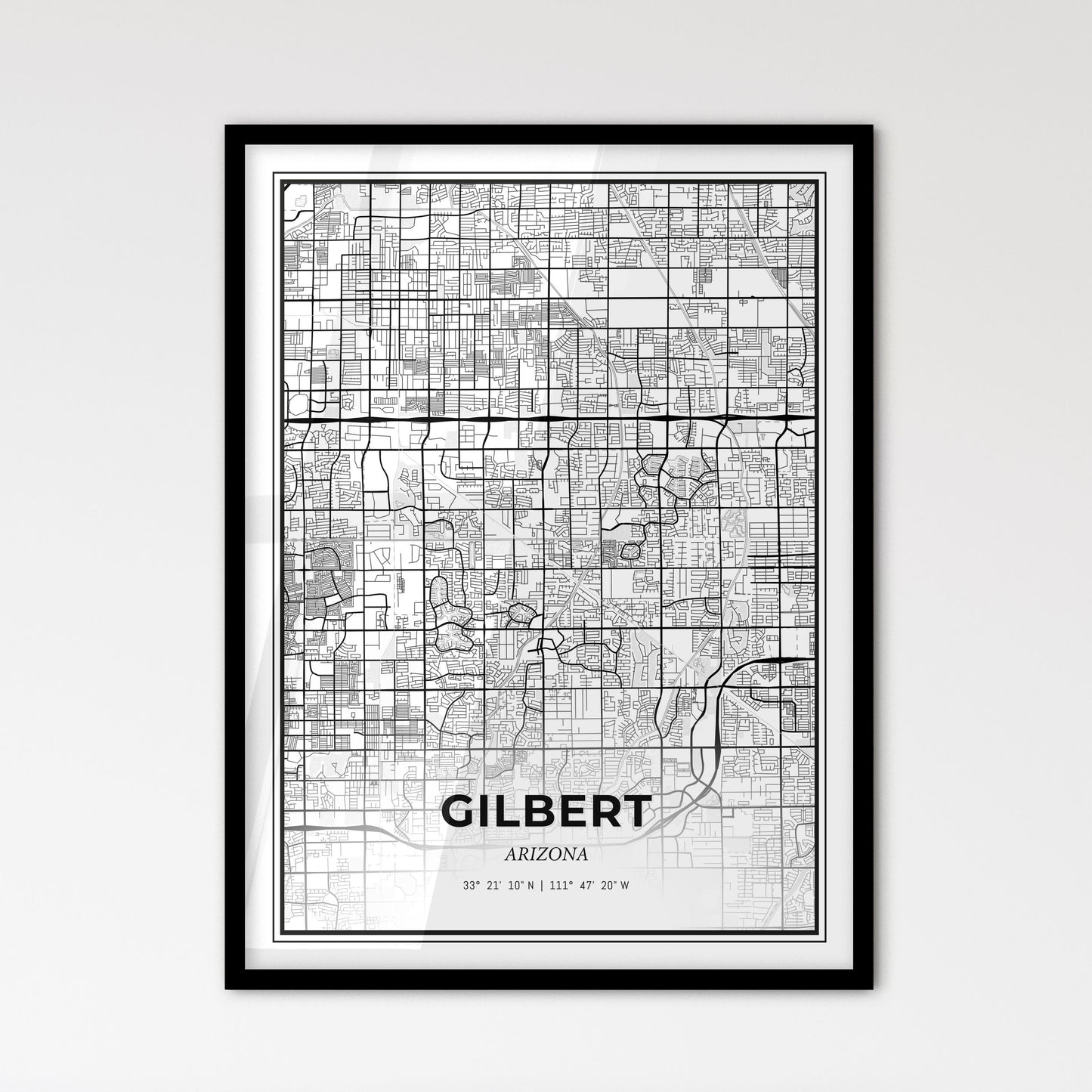 Gilbert Arizona - Scandinavian Style City Map for Modern Home Decor