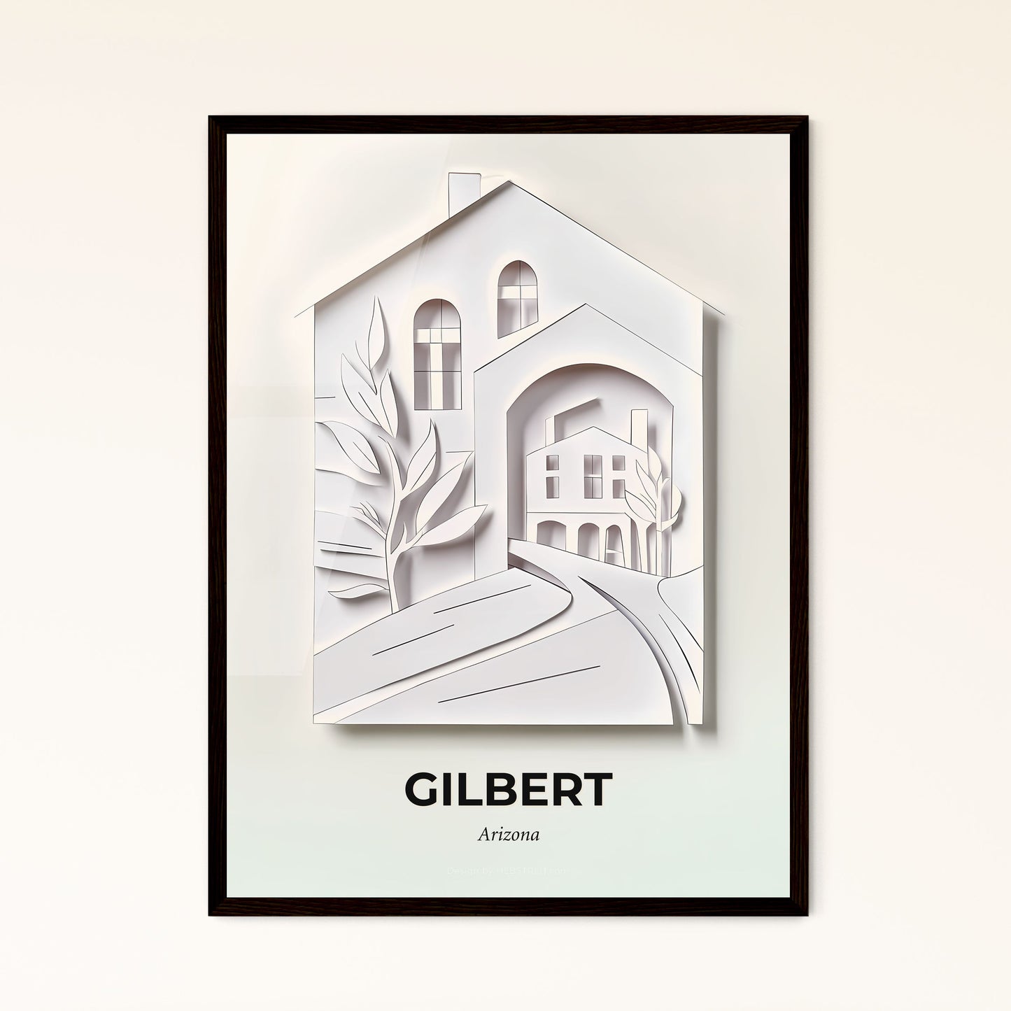 Vivid Gilbert, Arizona - a paper cut of a church with a cross on top