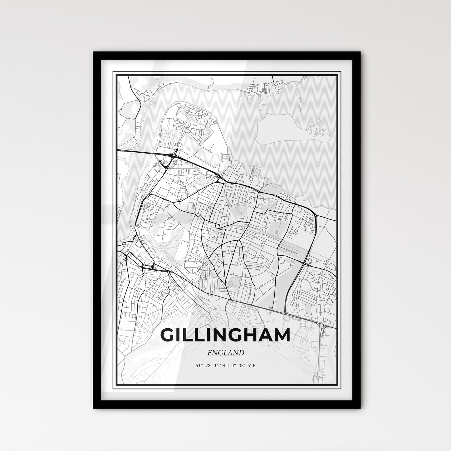 Gillingham England - Scandinavian Style City Map for Modern Home Decor