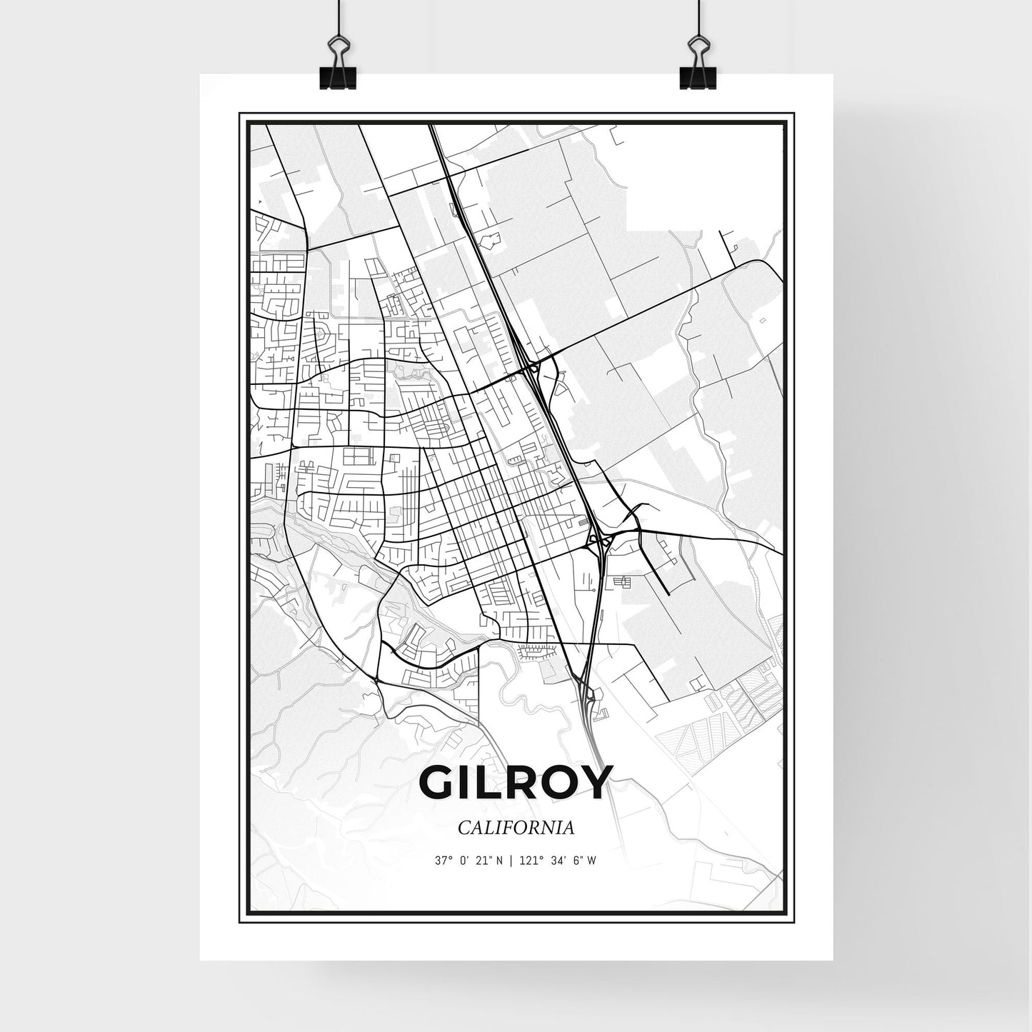 Gilroy California - Premium City Map Poster