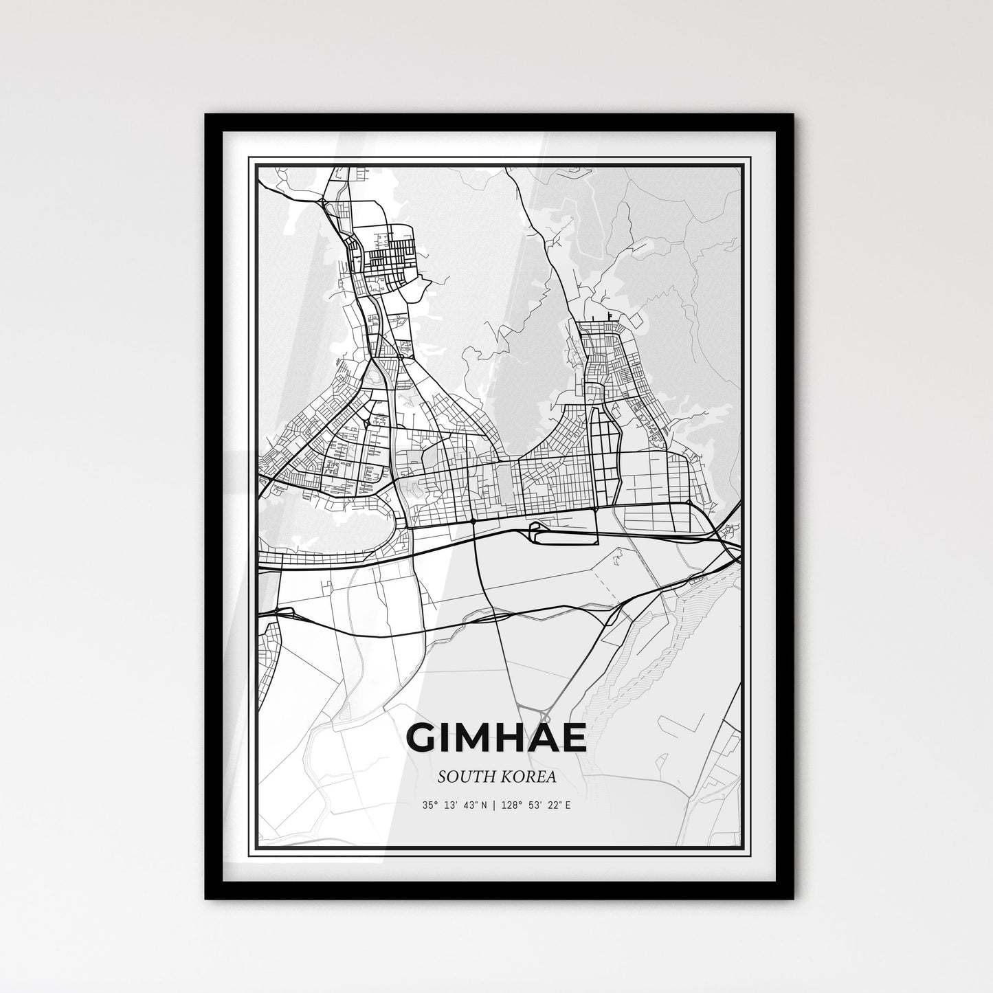 Gimhae South Korea - Scandinavian Style City Map for Modern Home Decor