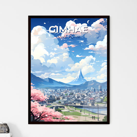 Panoramic Landscape of Gimhae City Skyline Featuring Vibrant Artistic Style, Mountains, and Greenery Default Title