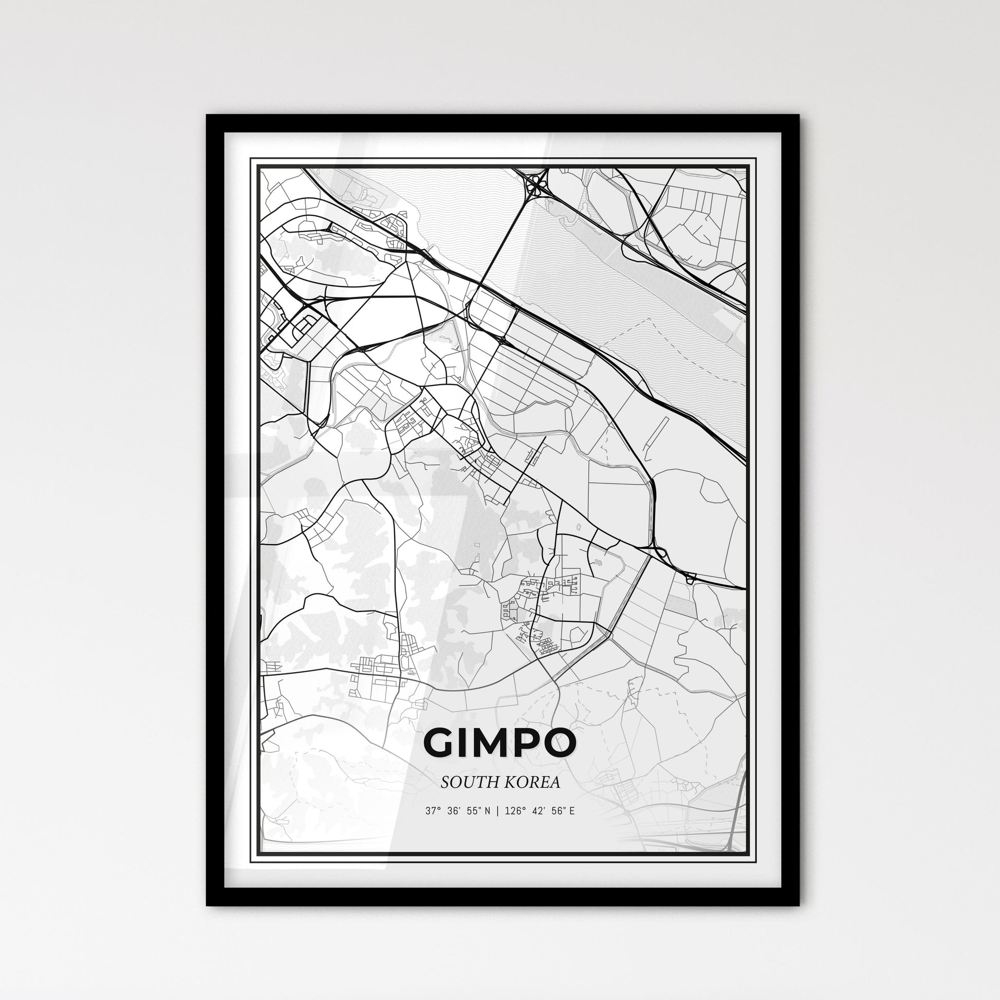 Gimpo South Korea - Scandinavian Style City Map for Modern Home Decor